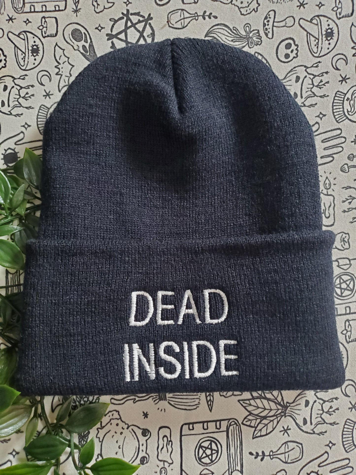 Dead Inside Embroidered beanie hat goth punk