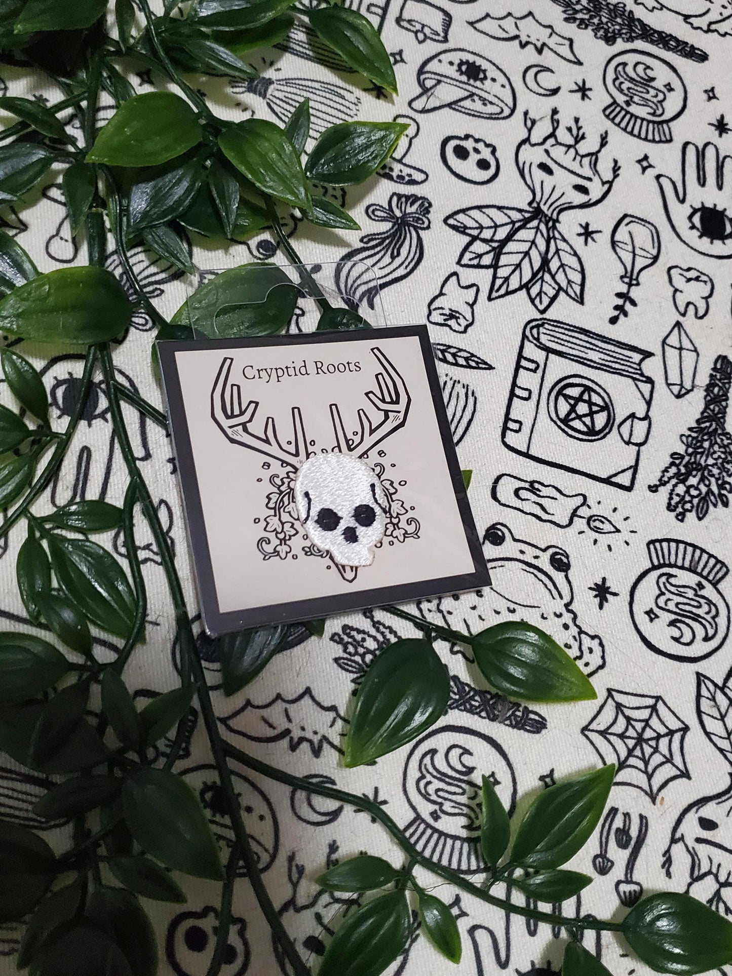 Mini skull patch, iron on, sew on embroidered patch