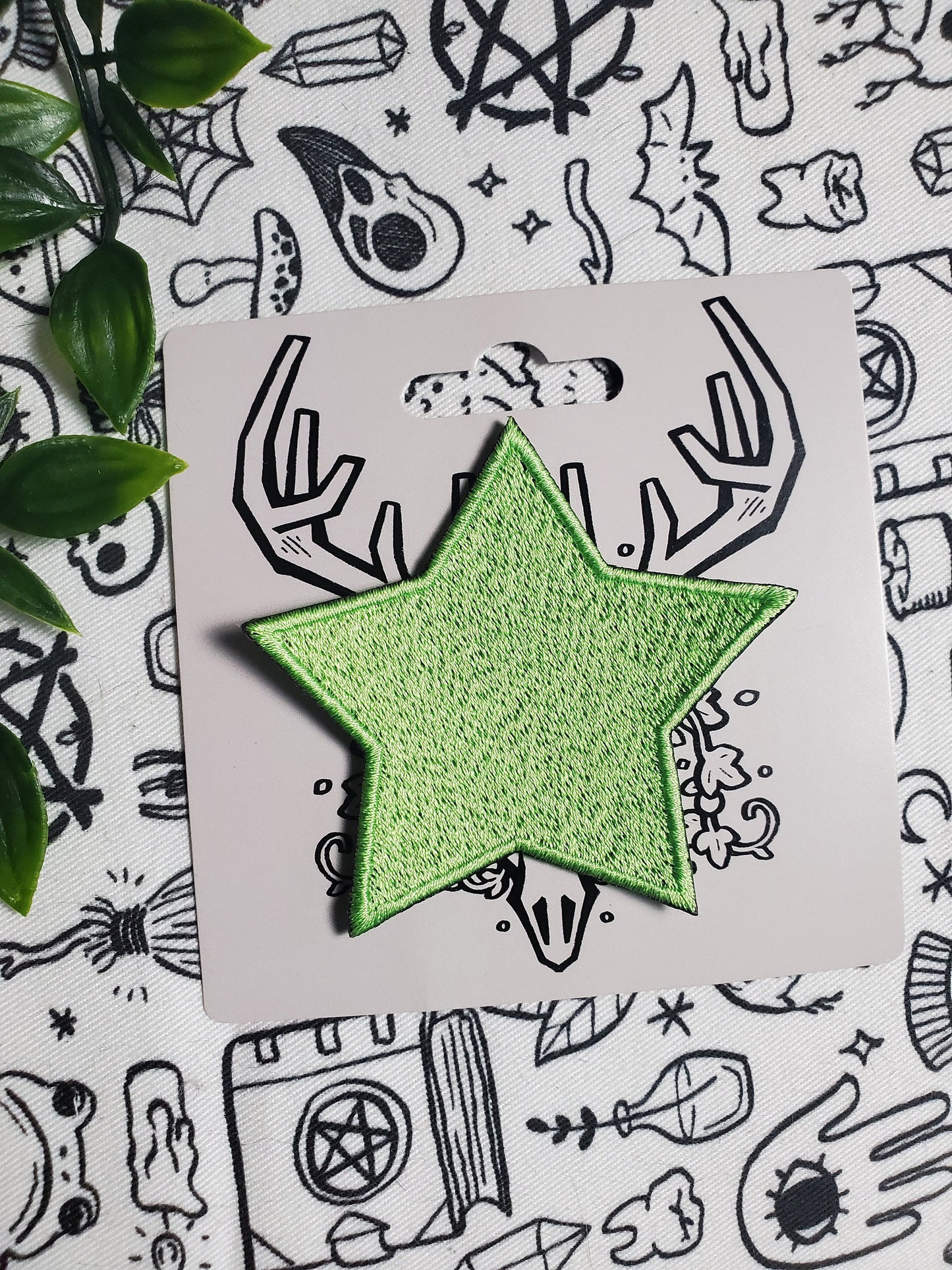 Green star galaxy alien iron on sew on patch