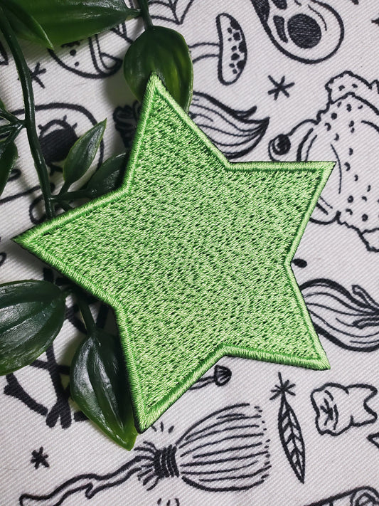 Green star galaxy alien iron on sew on patch