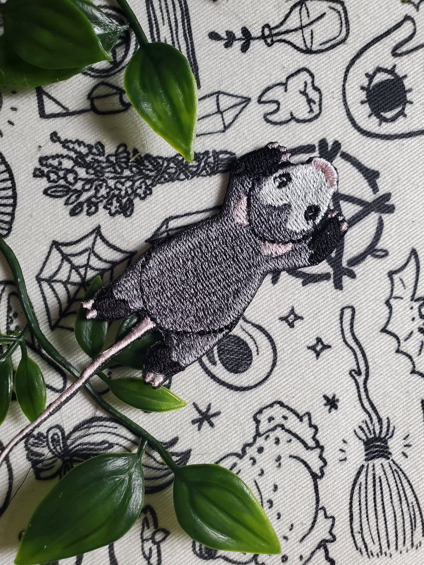 Opossum possum iron on patch embroidered patch