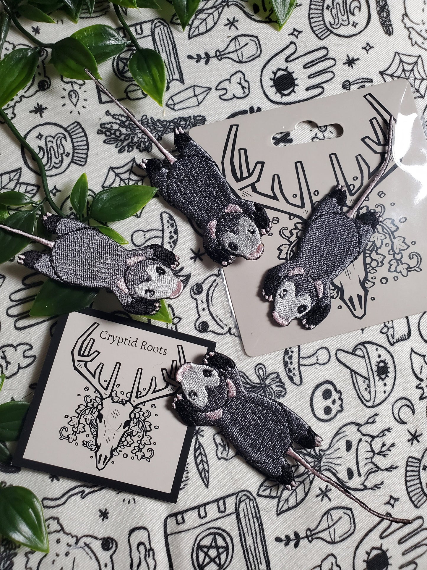 Opossum possum iron on patch embroidered patch