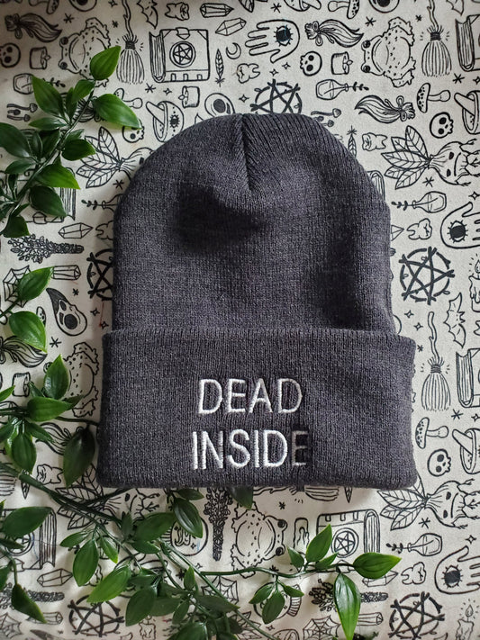 Dead Inside Embroidered beanie hat goth punk