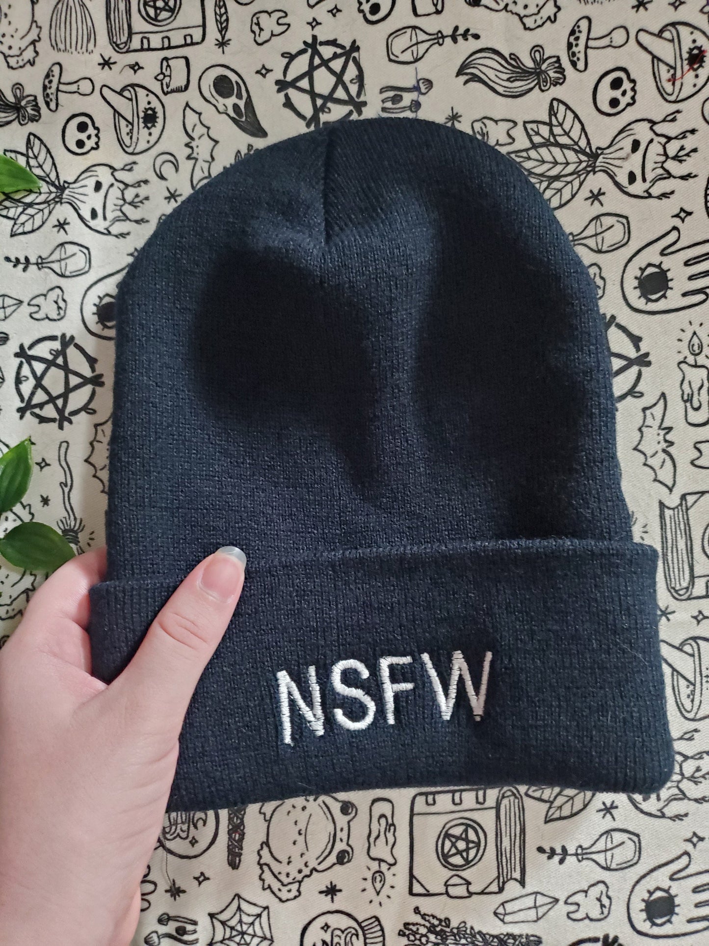 Nsfw Embroidered beanie hat