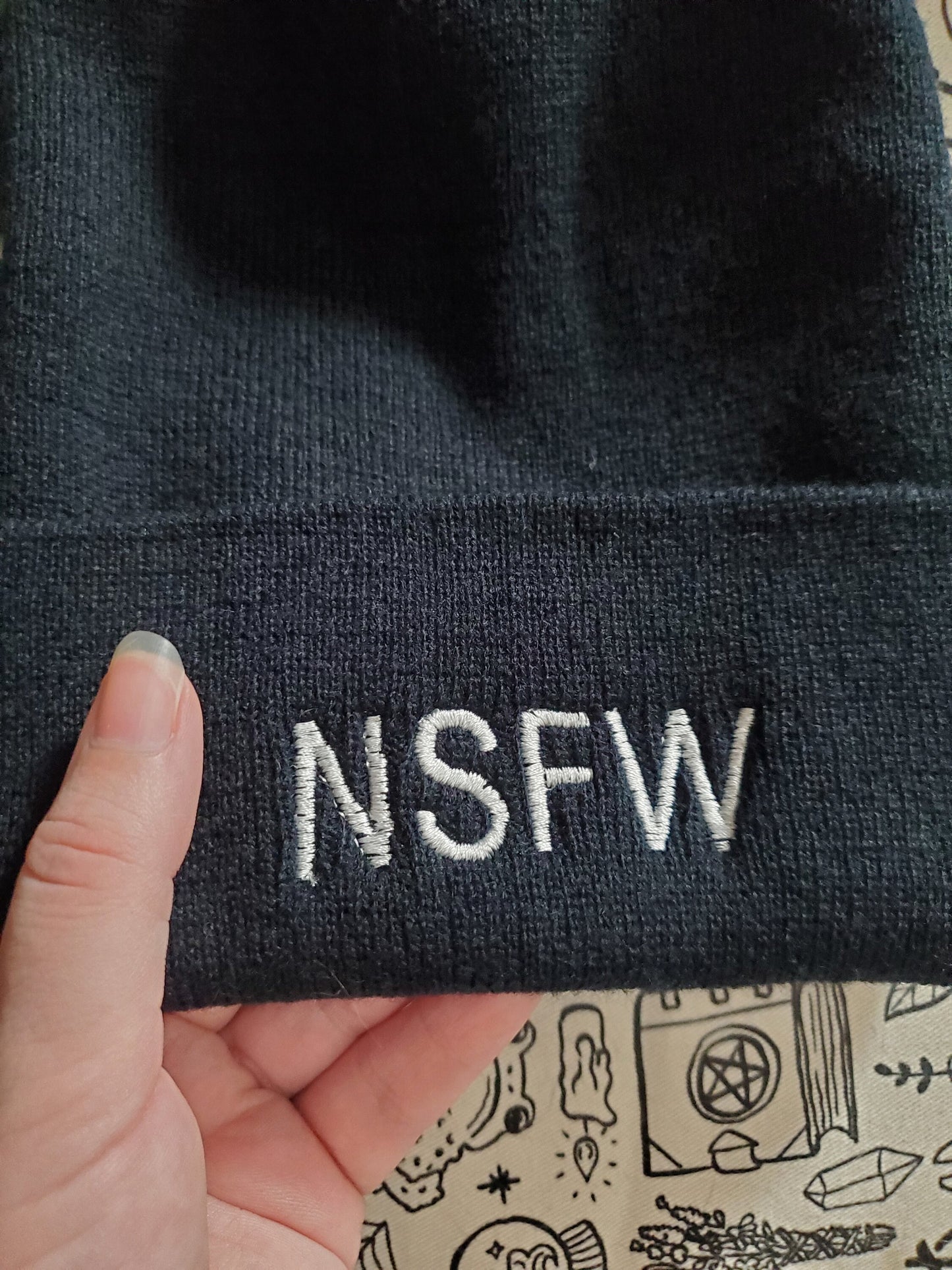 Nsfw Embroidered beanie hat