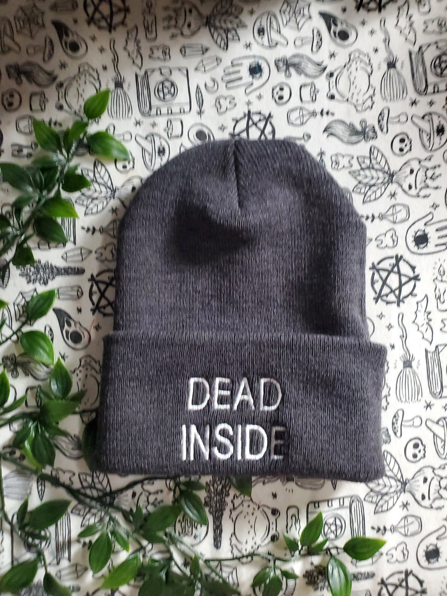 Dead Inside Embroidered beanie hat goth punk