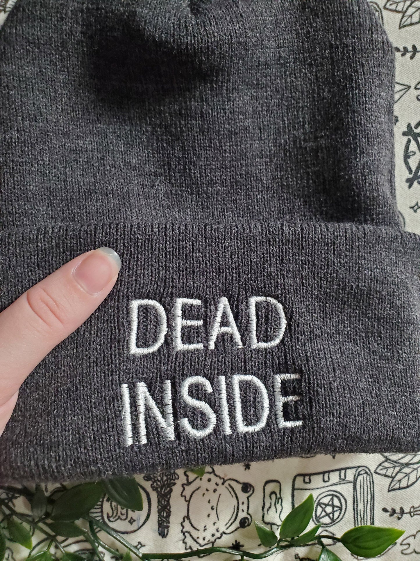 Dead Inside Embroidered beanie hat goth punk