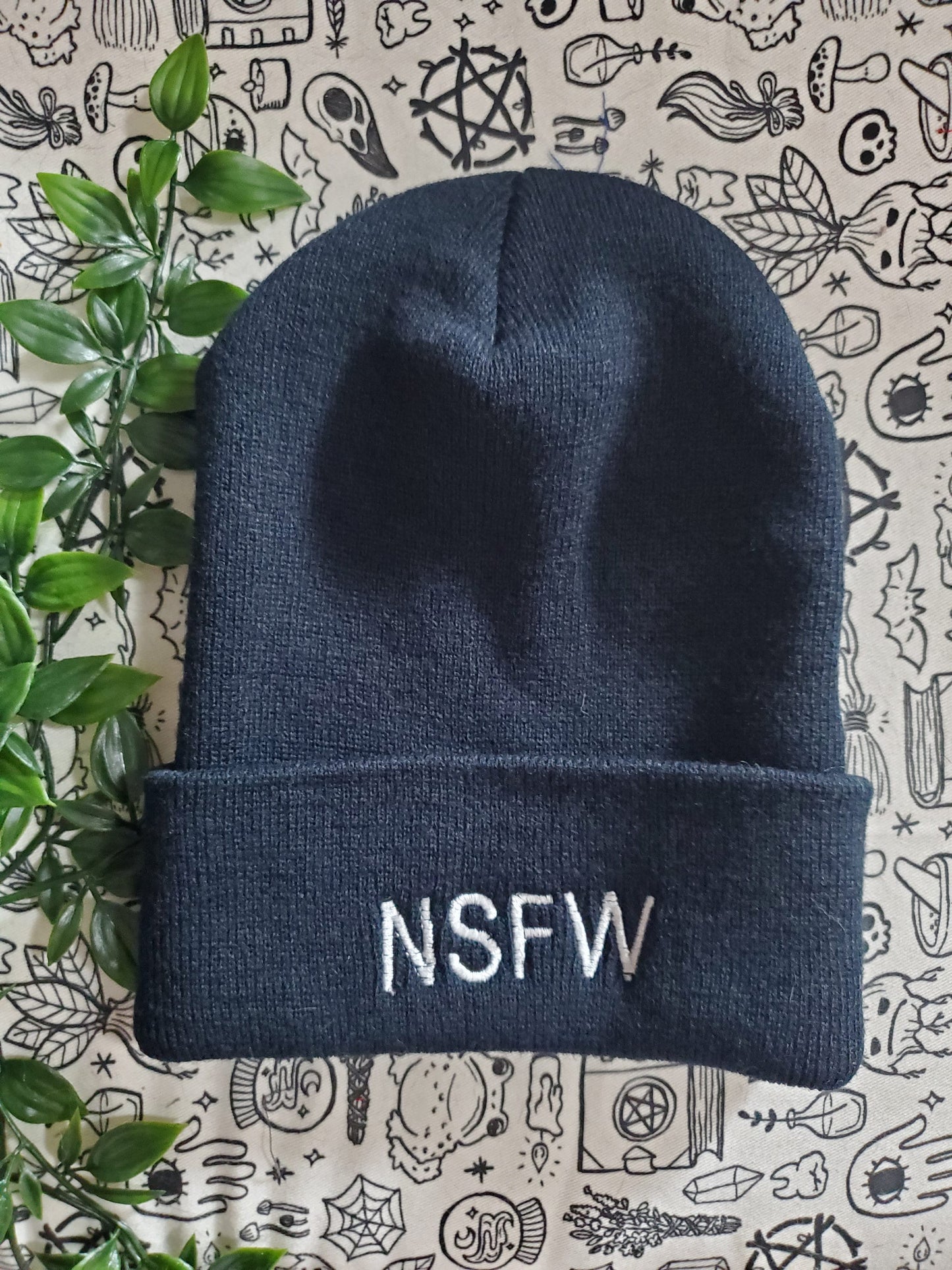 Nsfw Embroidered beanie hat