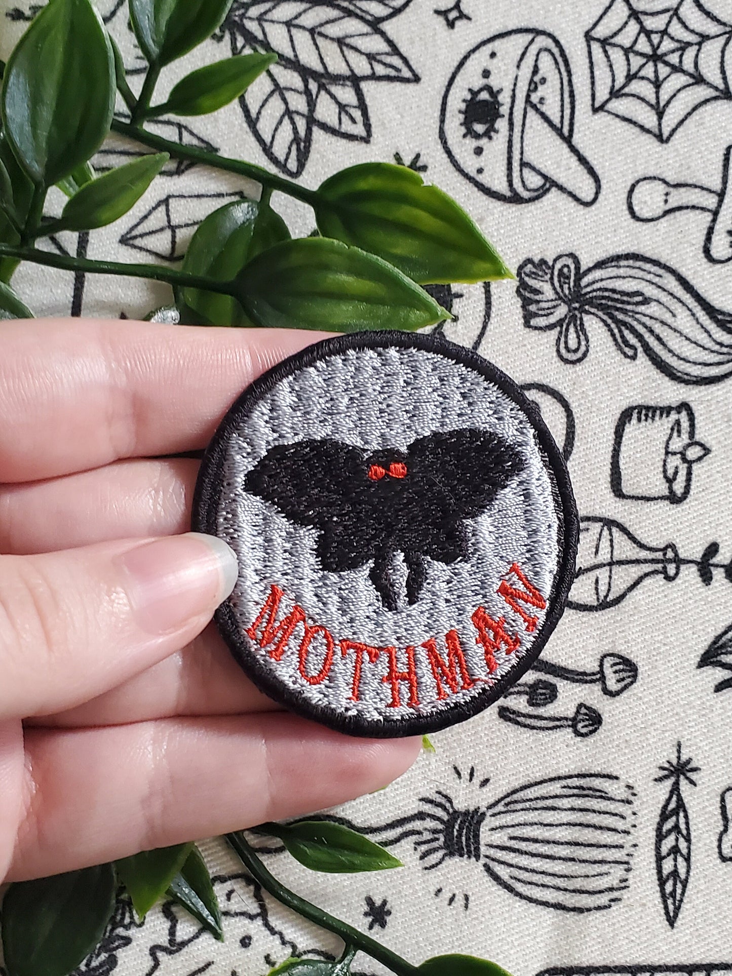 Mothman cryptid iron on sew on patch