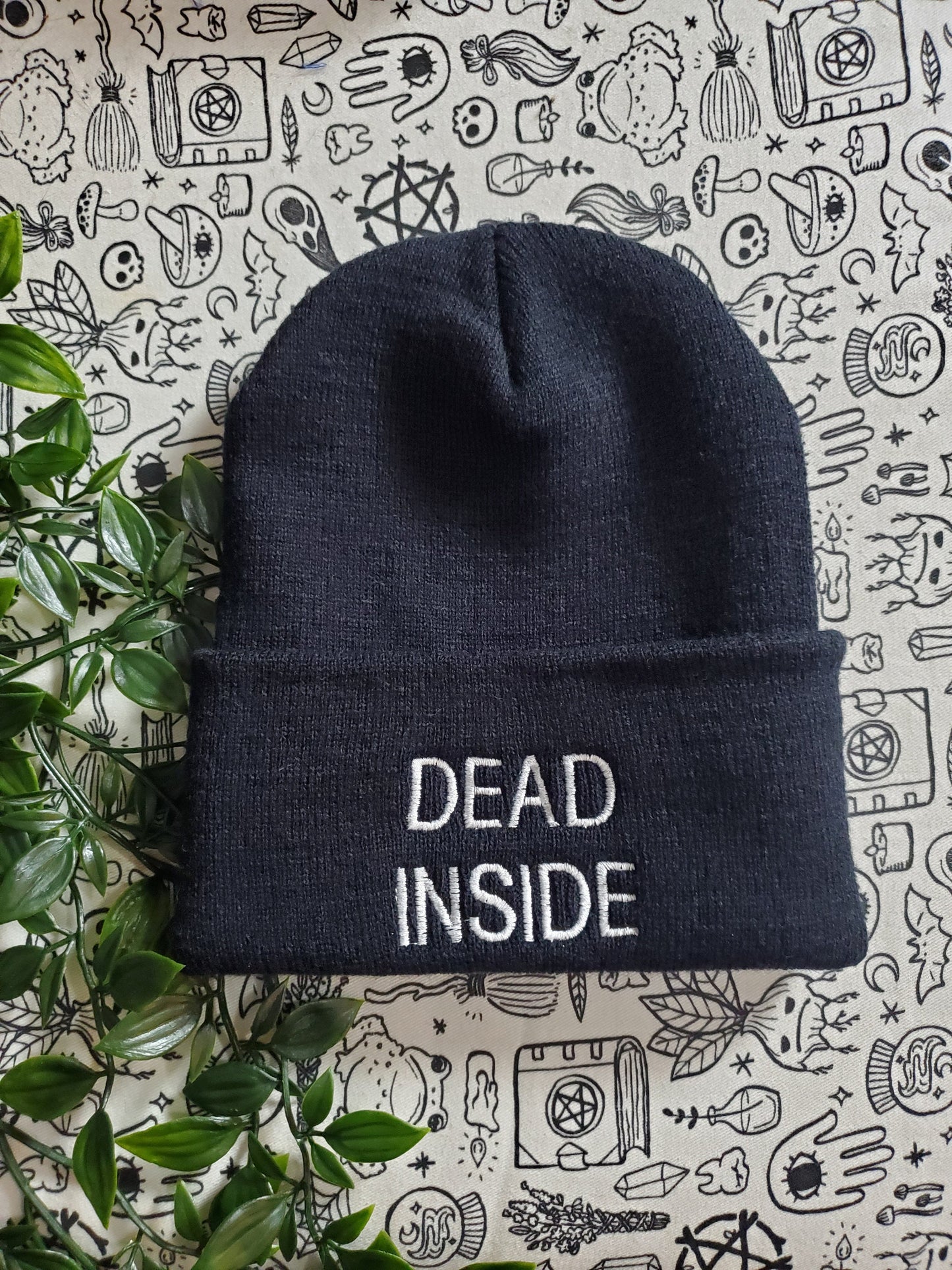 Dead Inside Embroidered beanie hat goth punk