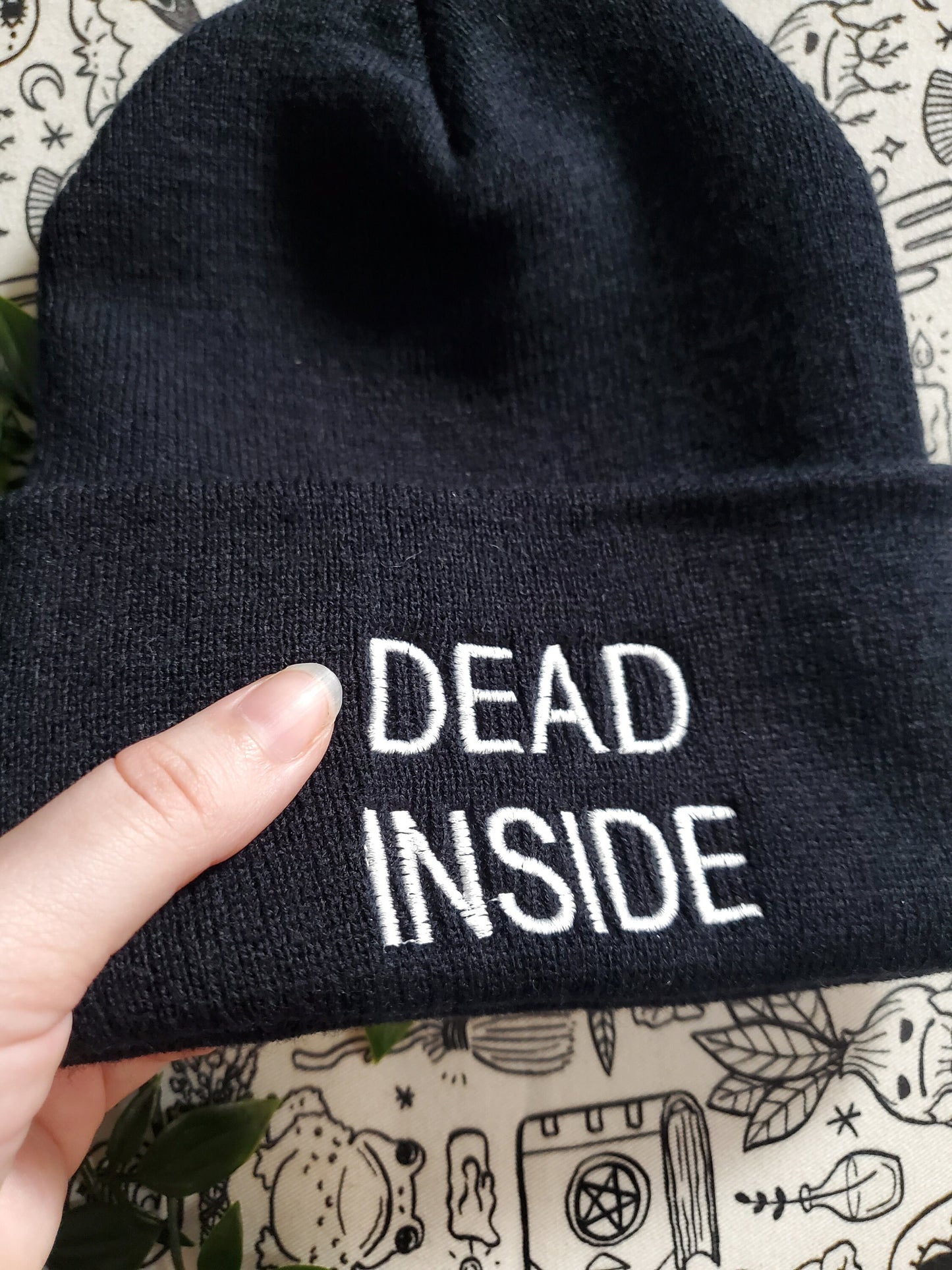 Dead Inside Embroidered beanie hat goth punk