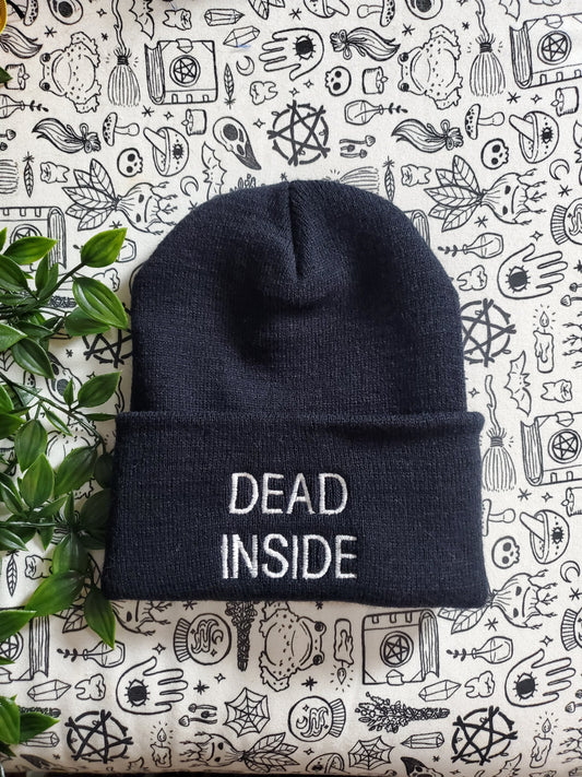 Dead Inside Embroidered beanie hat goth punk