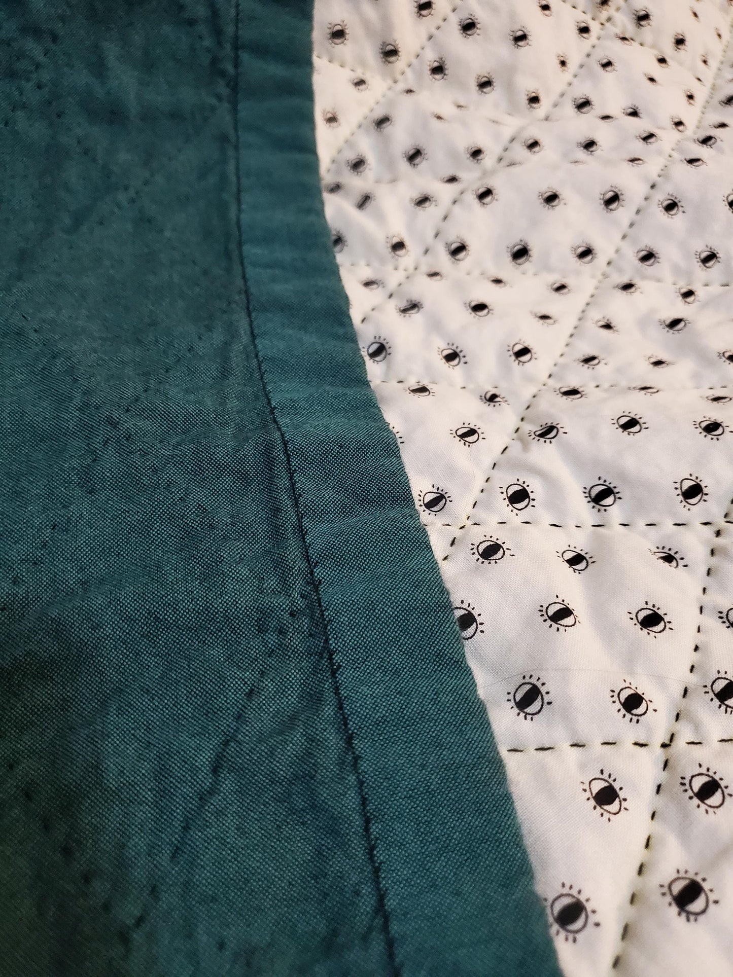 Halloween quilt, Hand sewn quilt, eyeball quilt, wholecloth quilt, throw quilt