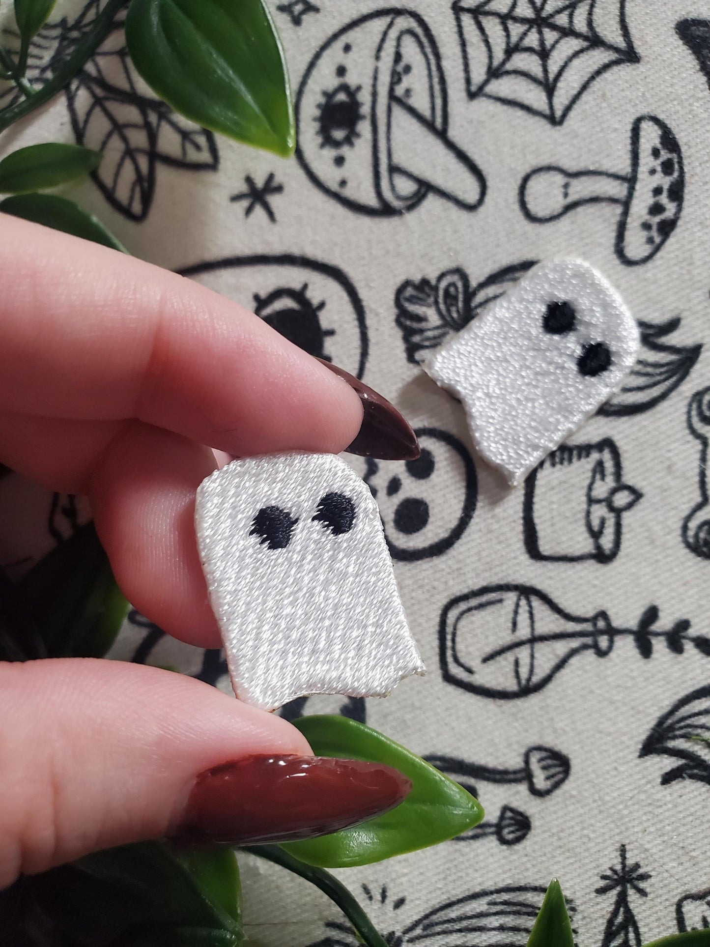 Mini ghost patch, iron on, sew on embroidered patch