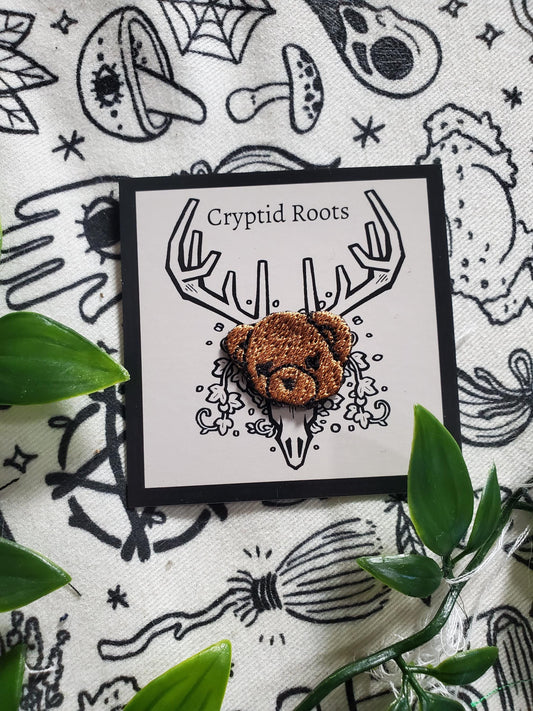 Mini teddy bear patch, iron on, sew on embroidered patch