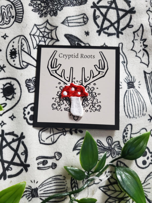 Mini mushroom patch, iron on, sew on embroidered patch