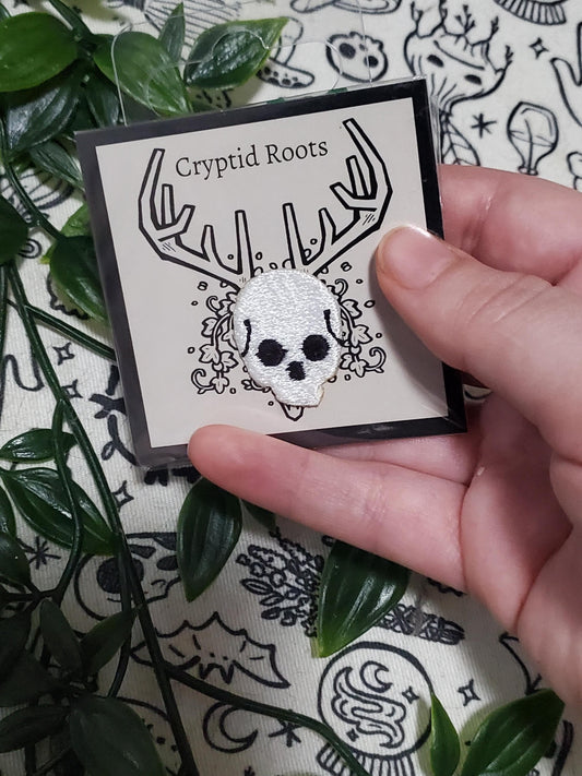 Mini skull patch, iron on, sew on embroidered patch