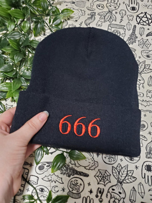 666 embroidered beanie hat goth punk