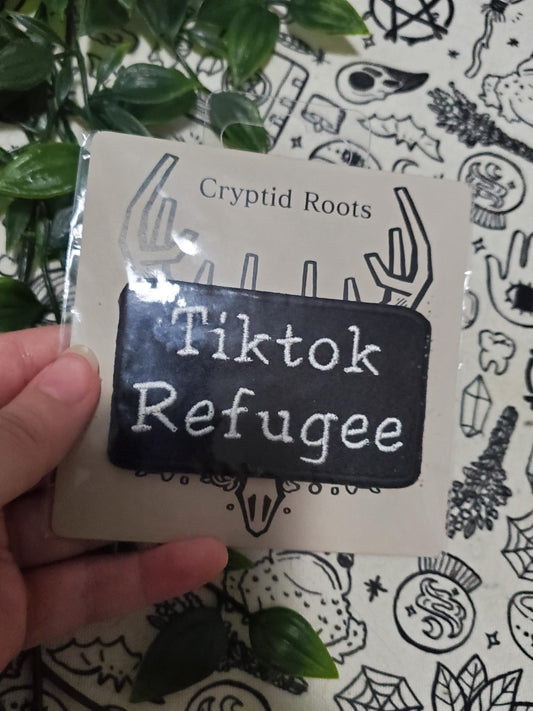 tiktok refugee patch, iron on embroidered patch