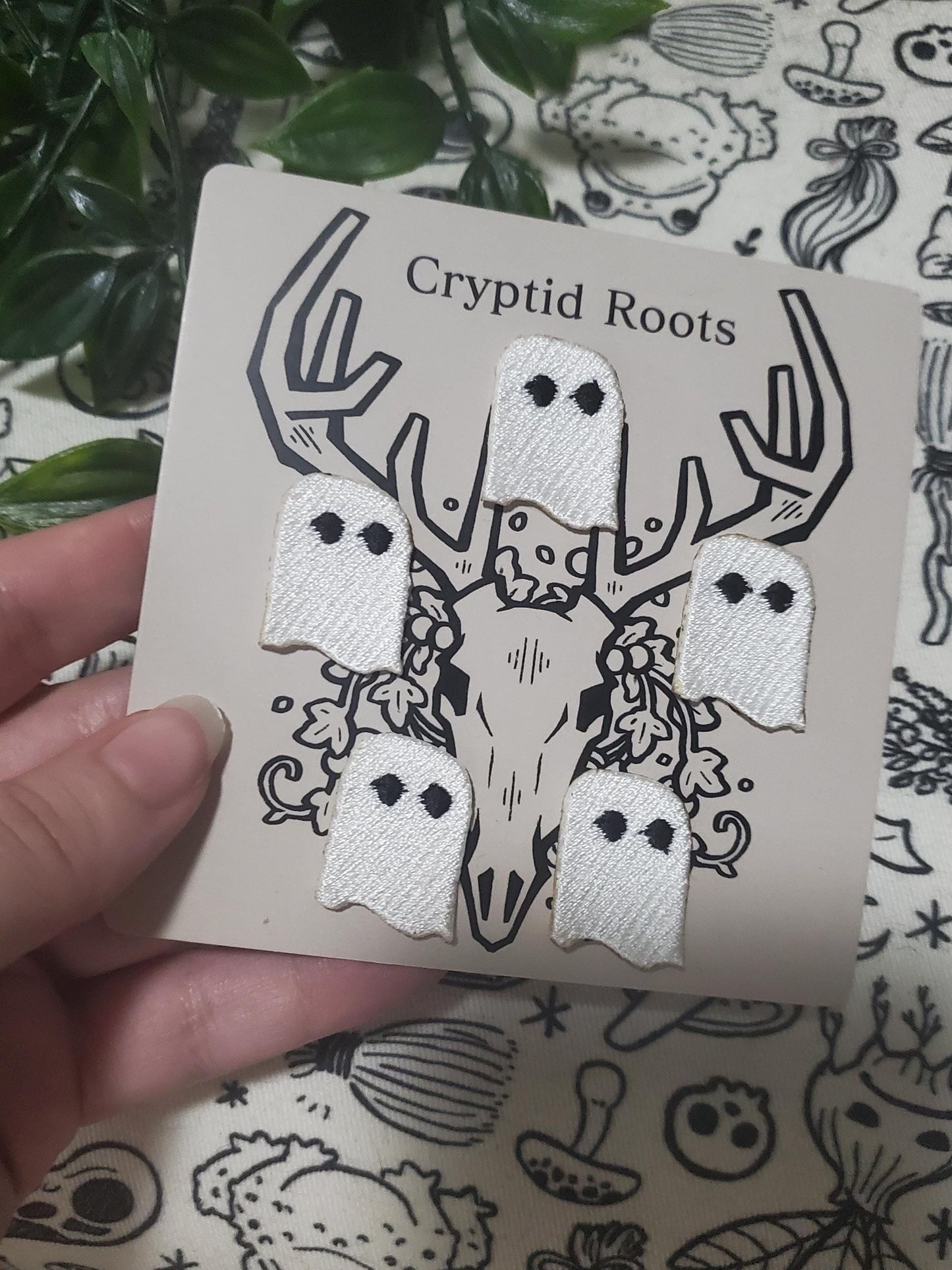 Set of 5 mini ghost patches, iron on sew on patches