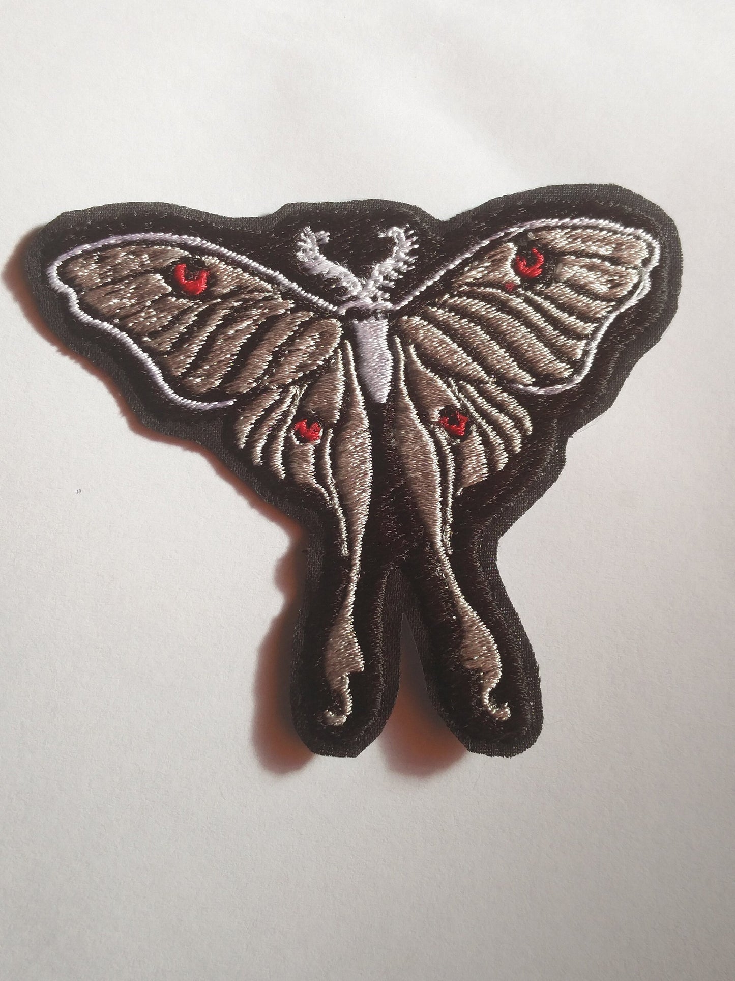 Gothic monochrome luna moth butterfly bug iron on sew on patch